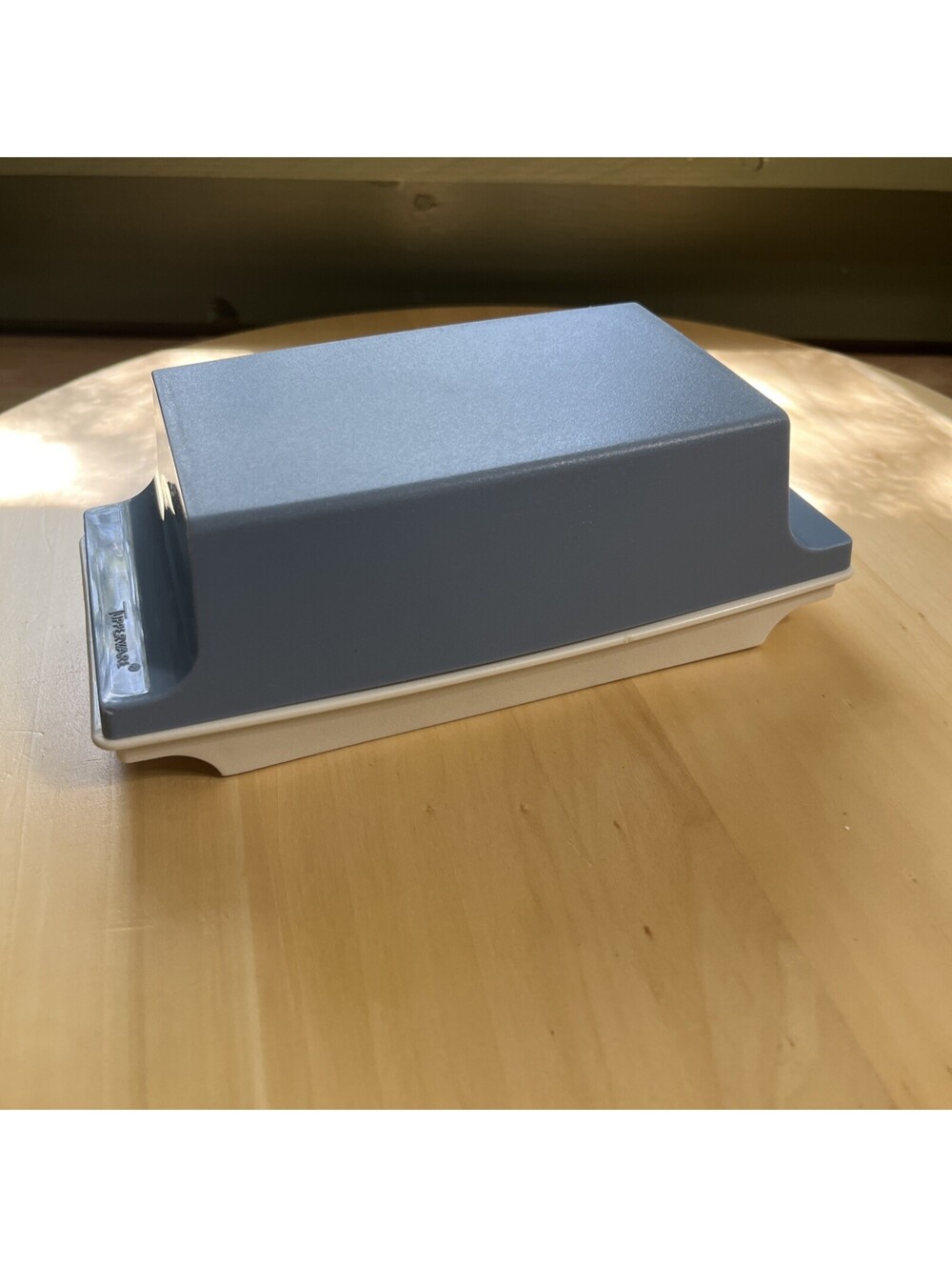 Vintage Tupperware Butter Dish White & Blue 1512-4 & Lid 1511-3 Retro Classic